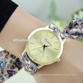 Vogue flower fabric cloth band quartz lady featurely watch